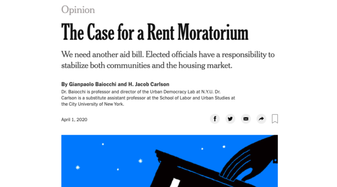 SLU Instructor Jacob Carlson Advocates for Rent Moratorium in NYTimes